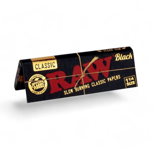 RAW Black 1 1/4 Slim Classic Hemp Unrefined Rolling Papers