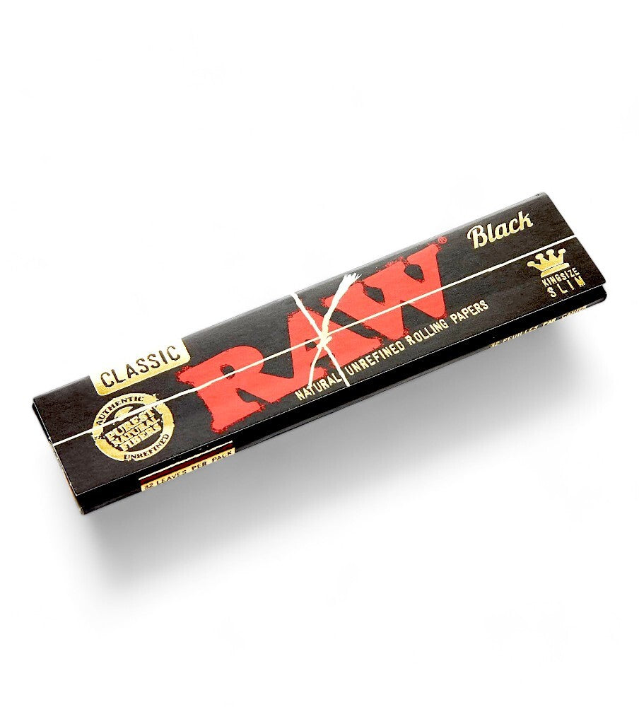 RAW Black King Size Slim Classic Hemp Unrefined Rolling Papers