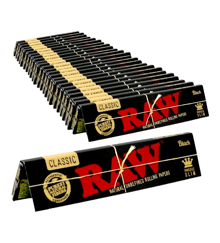 RAW Black King Size Slim Classic Hemp Unrefined Rolling Papers