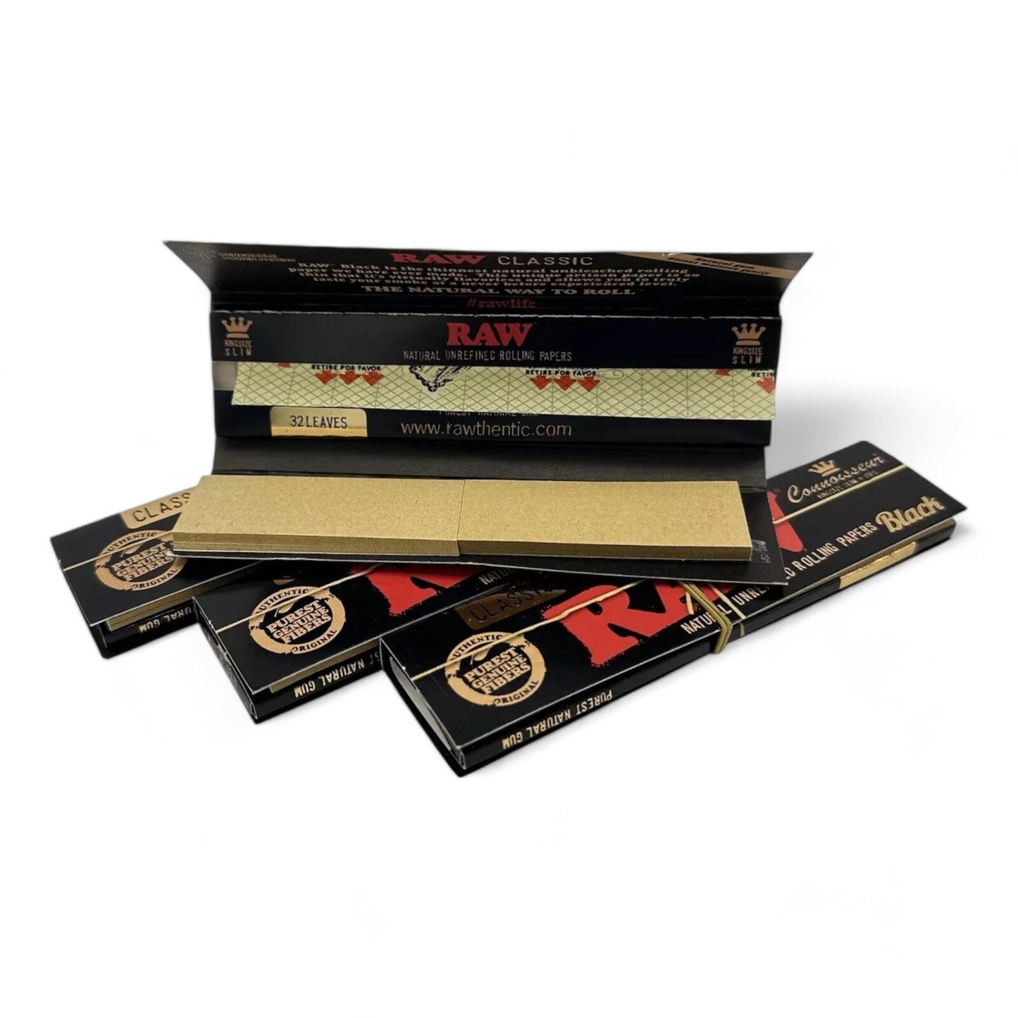 Box of 24 RAW Black Kingsize + Filter Tips Extra Fine Natural Papers