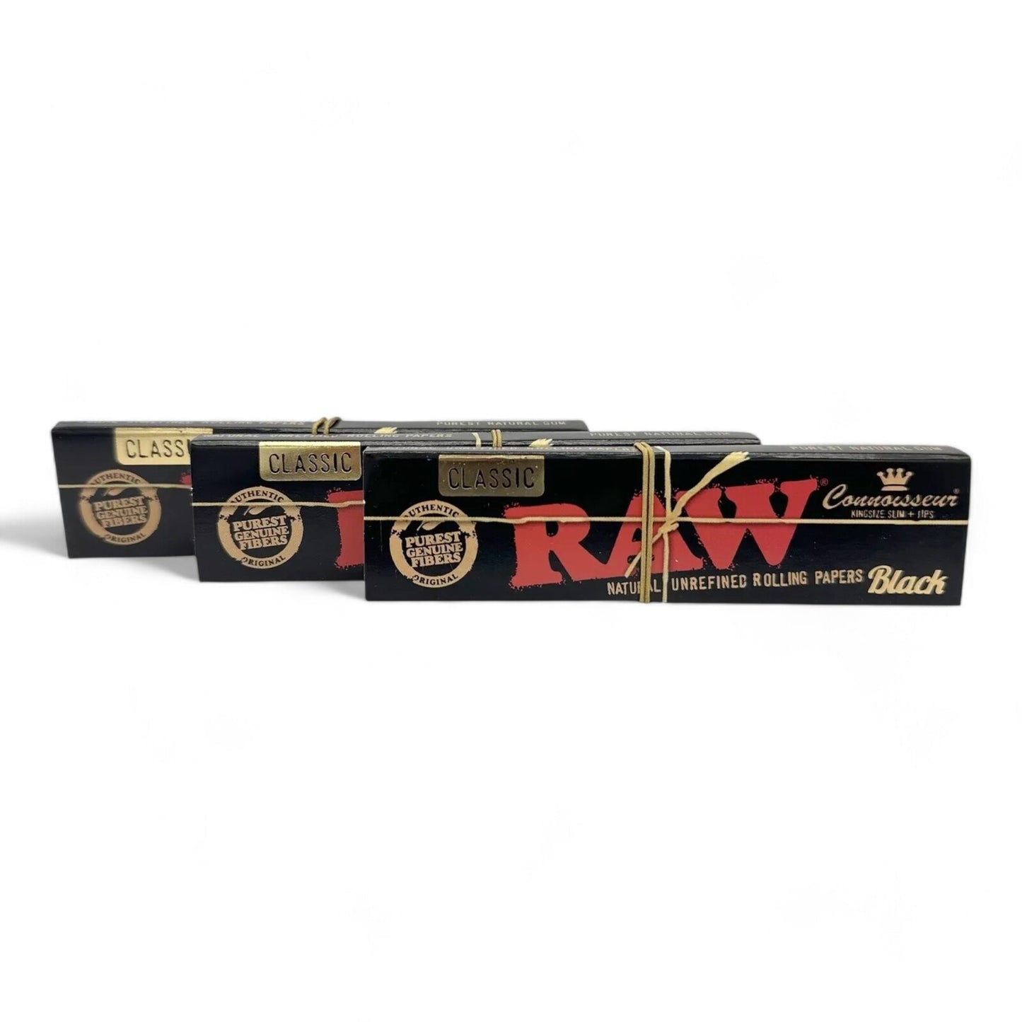 Box of 24 RAW Black Kingsize + Filter Tips Extra Fine Natural Papers