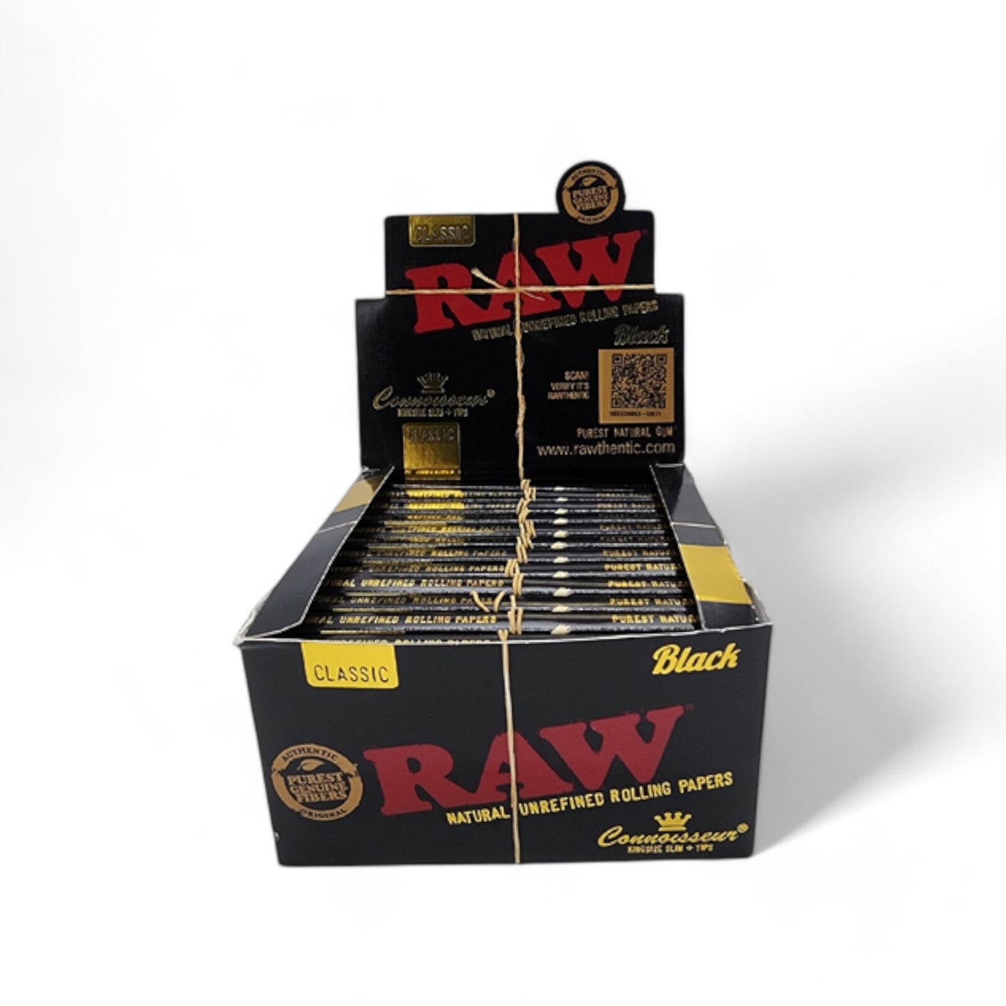 Box of 24 RAW Black Kingsize + Filter Tips Extra Fine Natural Papers