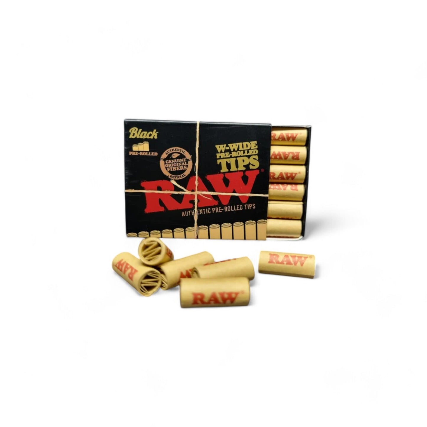 RAW Black W-Wide Pre Rolled Tips Easy Rolling Smoking 18 Tip Pack