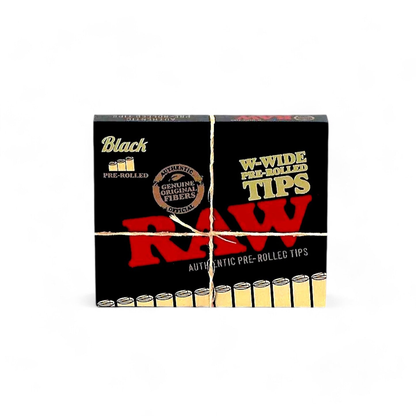 RAW Black W-Wide Pre Rolled Tips Easy Rolling Smoking 18 Tip Pack