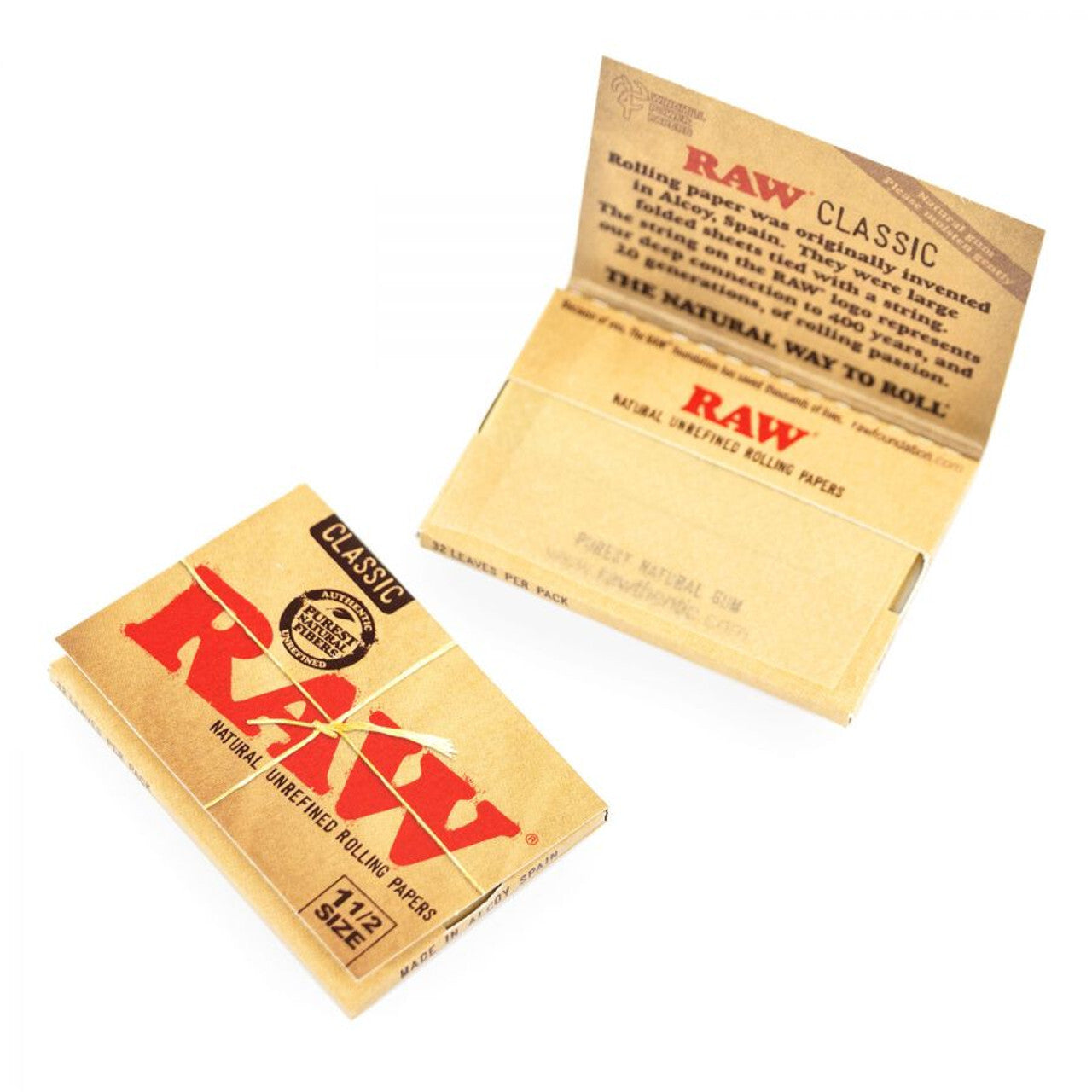 RAW Classic 1 1/2 Natural Unrefined Rolling Papers (33 Leaves)