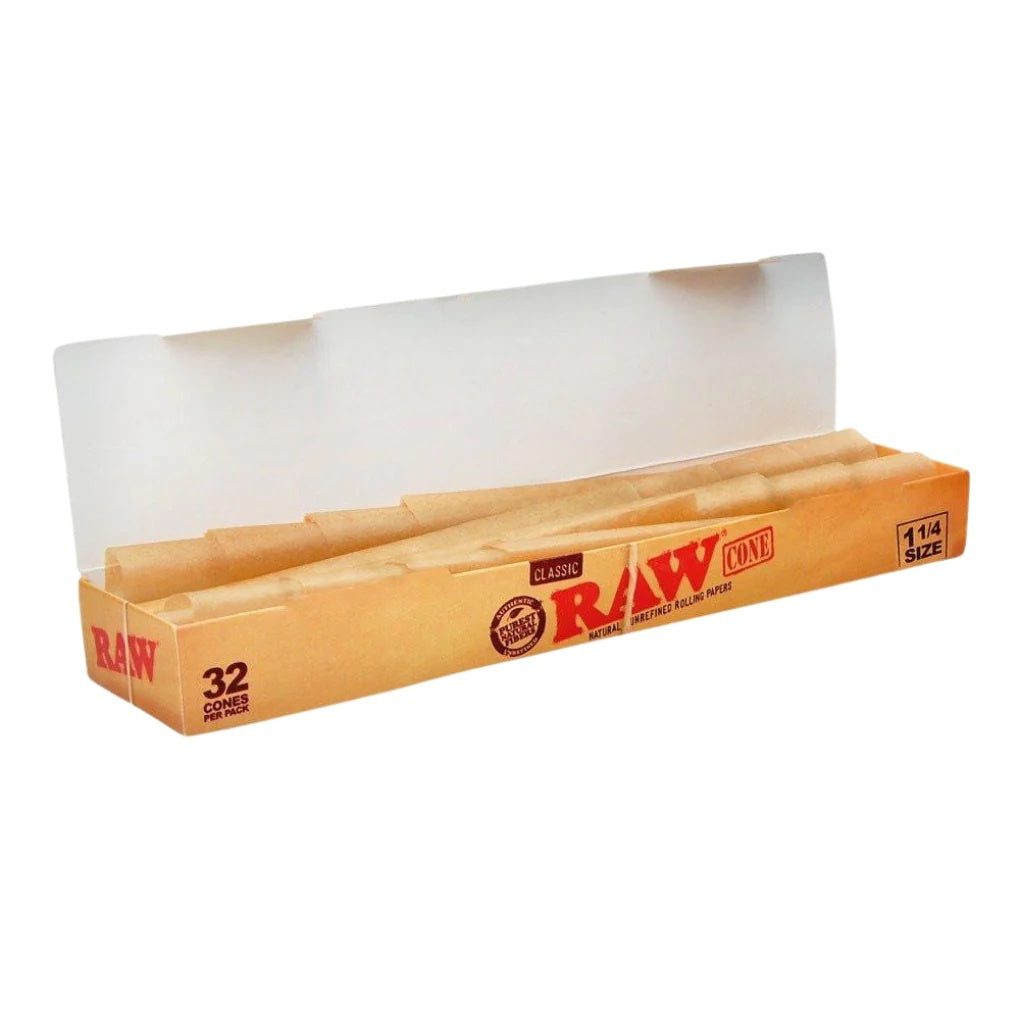 10 Packs RAW Classic 1 1/4 Pre Rolled Paper Cones (32 Pack)