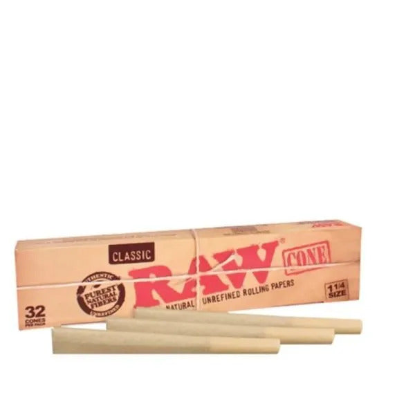 10 Packs RAW Classic 1 1/4 Pre Rolled Paper Cones (32 Pack)