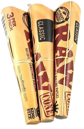 RAW Cones Classic King Size 32 Pack Per Box 3 Cone Per Pack Total 96 Cones