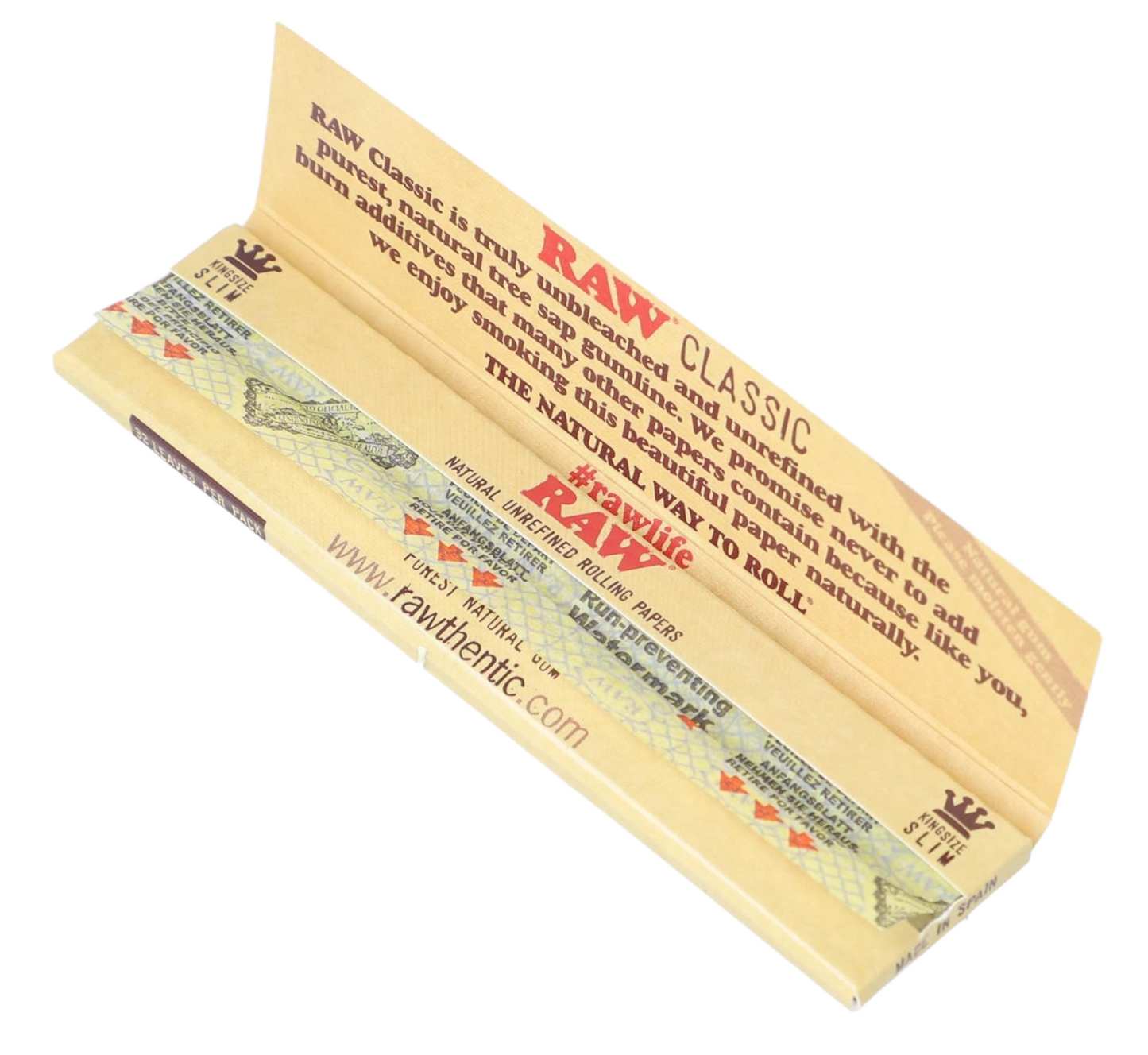 RAW King Size Slim Classic Natural Rolling Papers