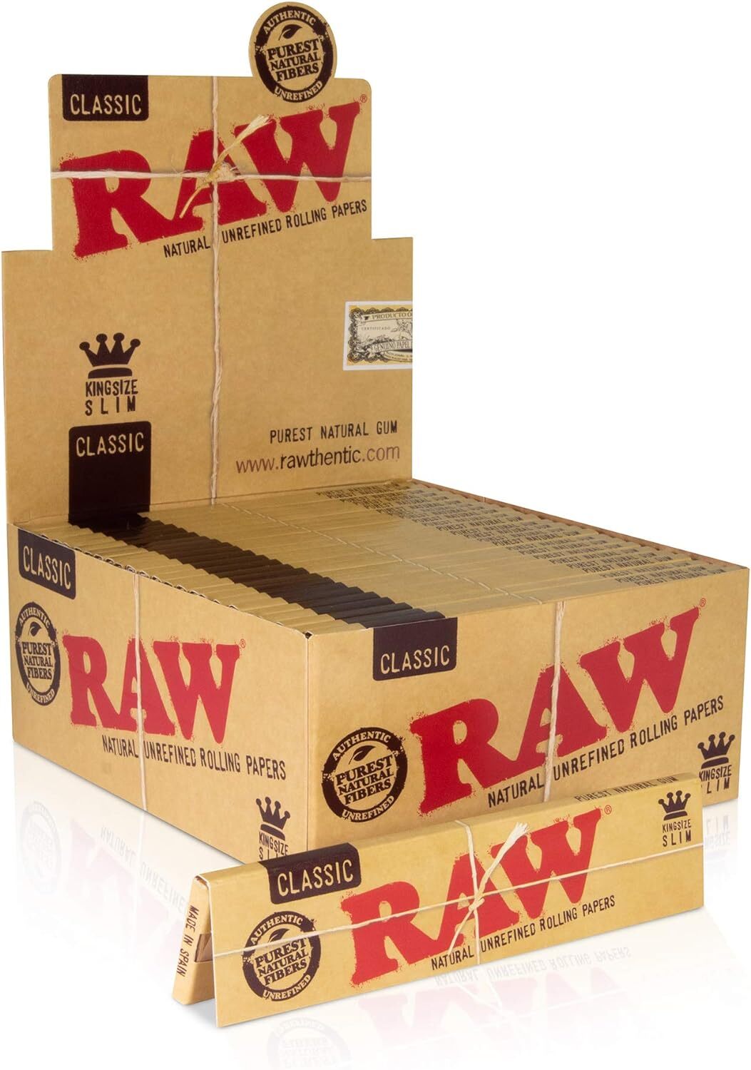 RAW King Size Slim Classic Natural Rolling Papers