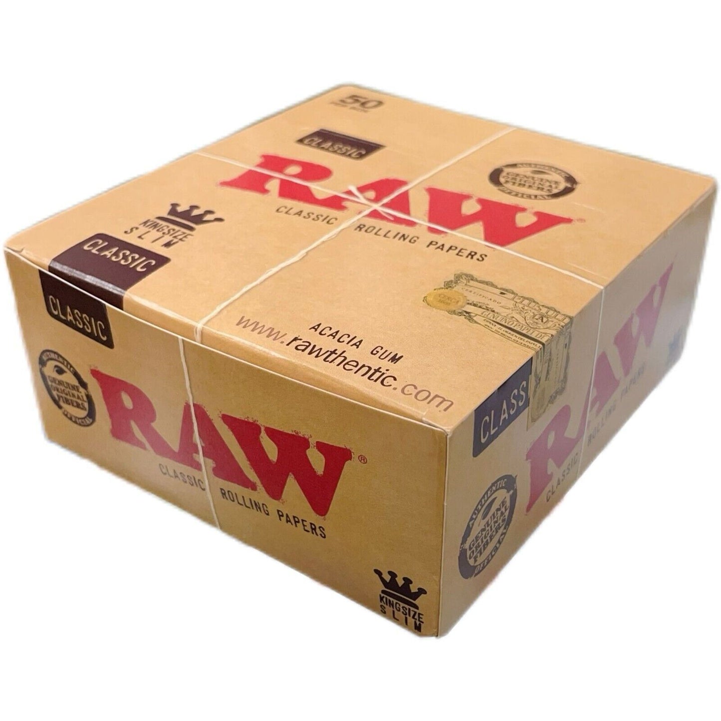 Box of 50 RAW King Size Slim Classic Natural Papers