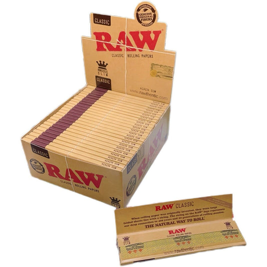 Box of 50 RAW King Size Slim Classic Natural Papers