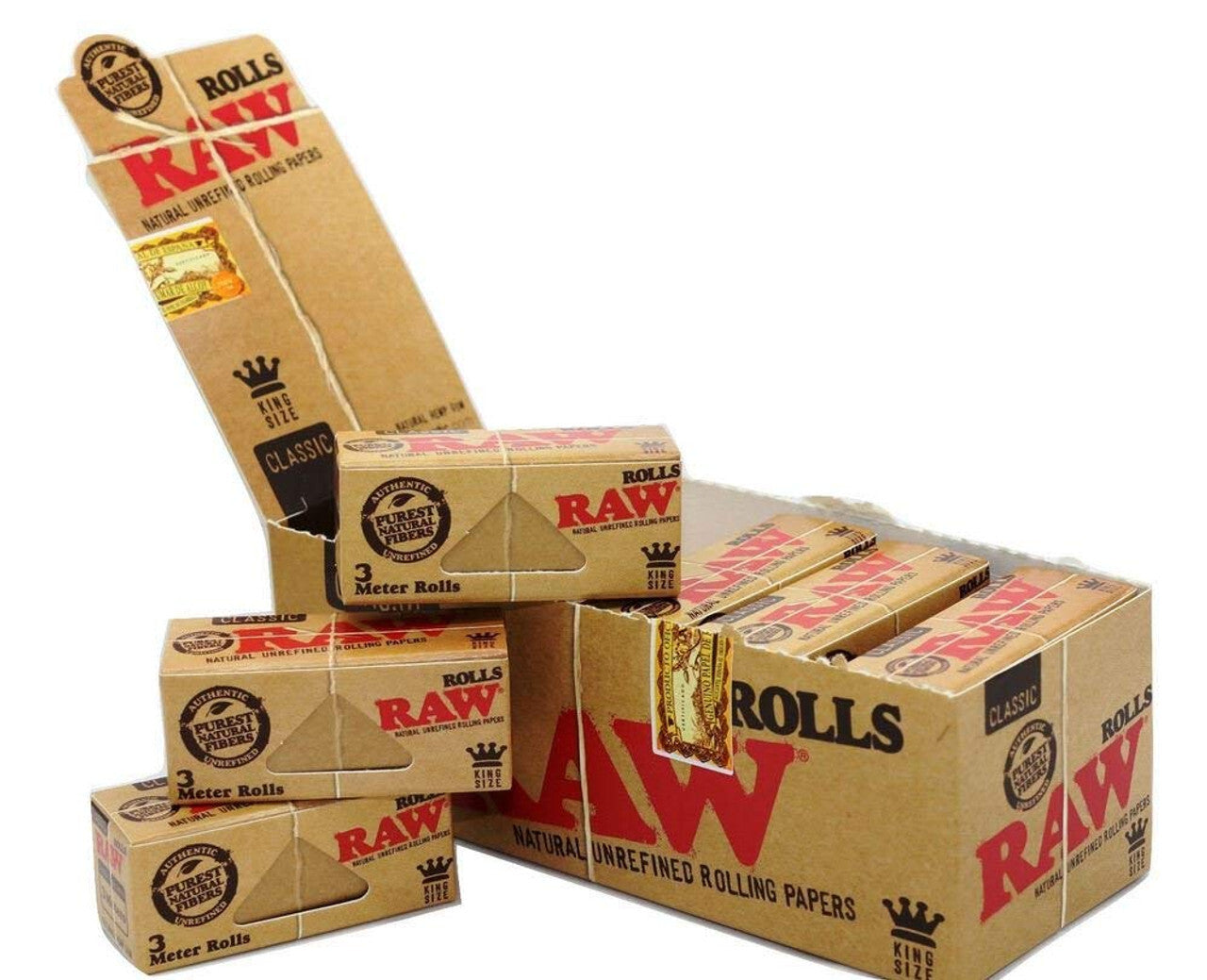 Box of 12 RAW Classic Kingsize Slim 3 Meter Rolls