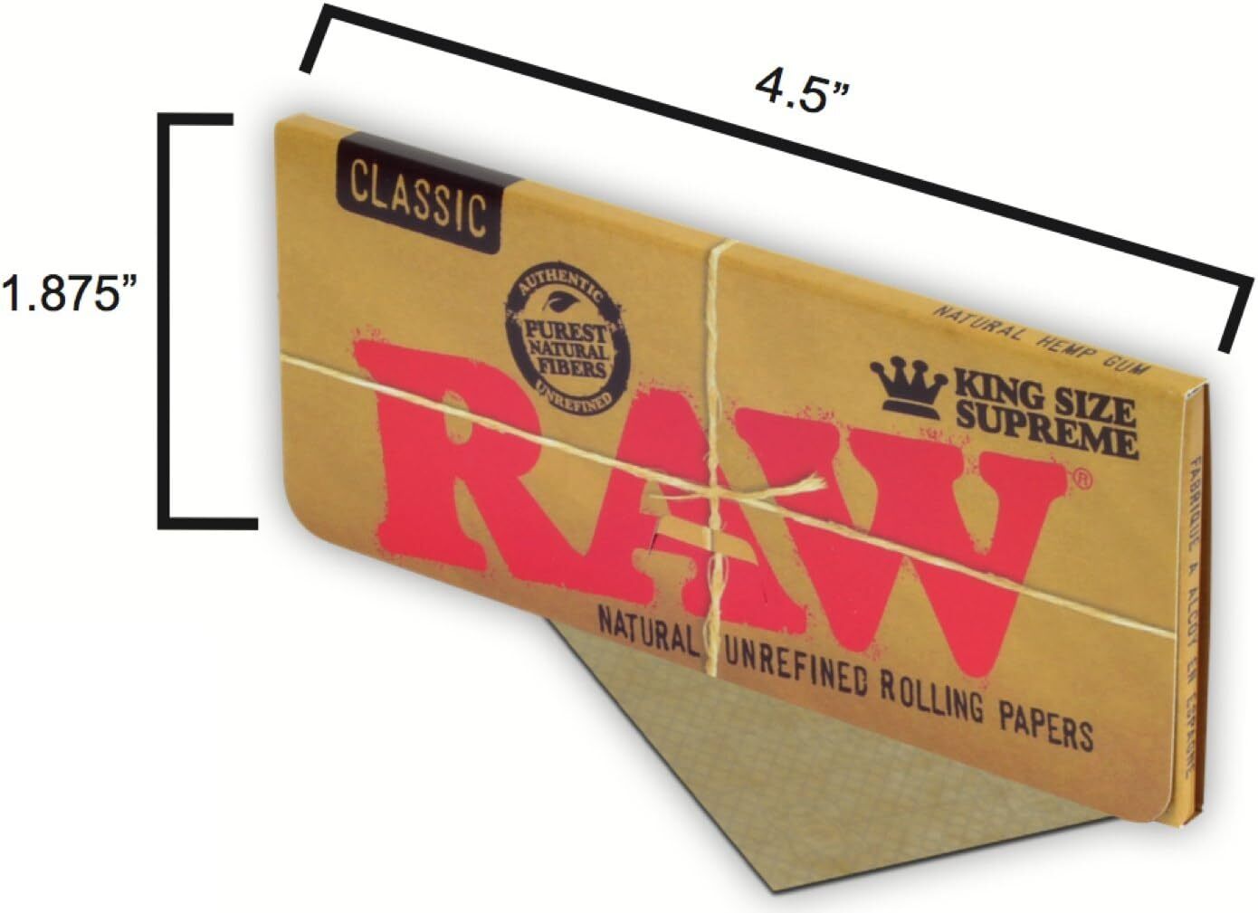 3 x RAW King size Supreme Classic Natural Papers Smoking Tobacco Paper