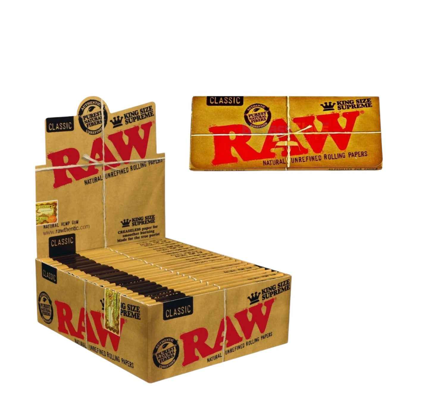 3 x RAW King size Supreme Classic Natural Papers Smoking Tobacco Paper