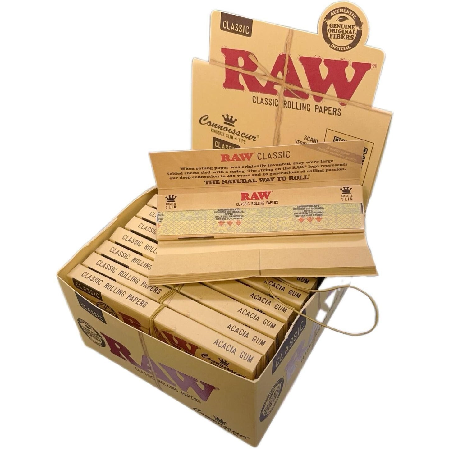 Box of 24 RAW Classic King Size Slim with Tips