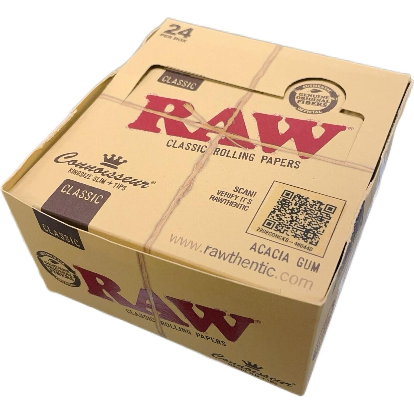 Box of 24 RAW Classic King Size Slim with Tips