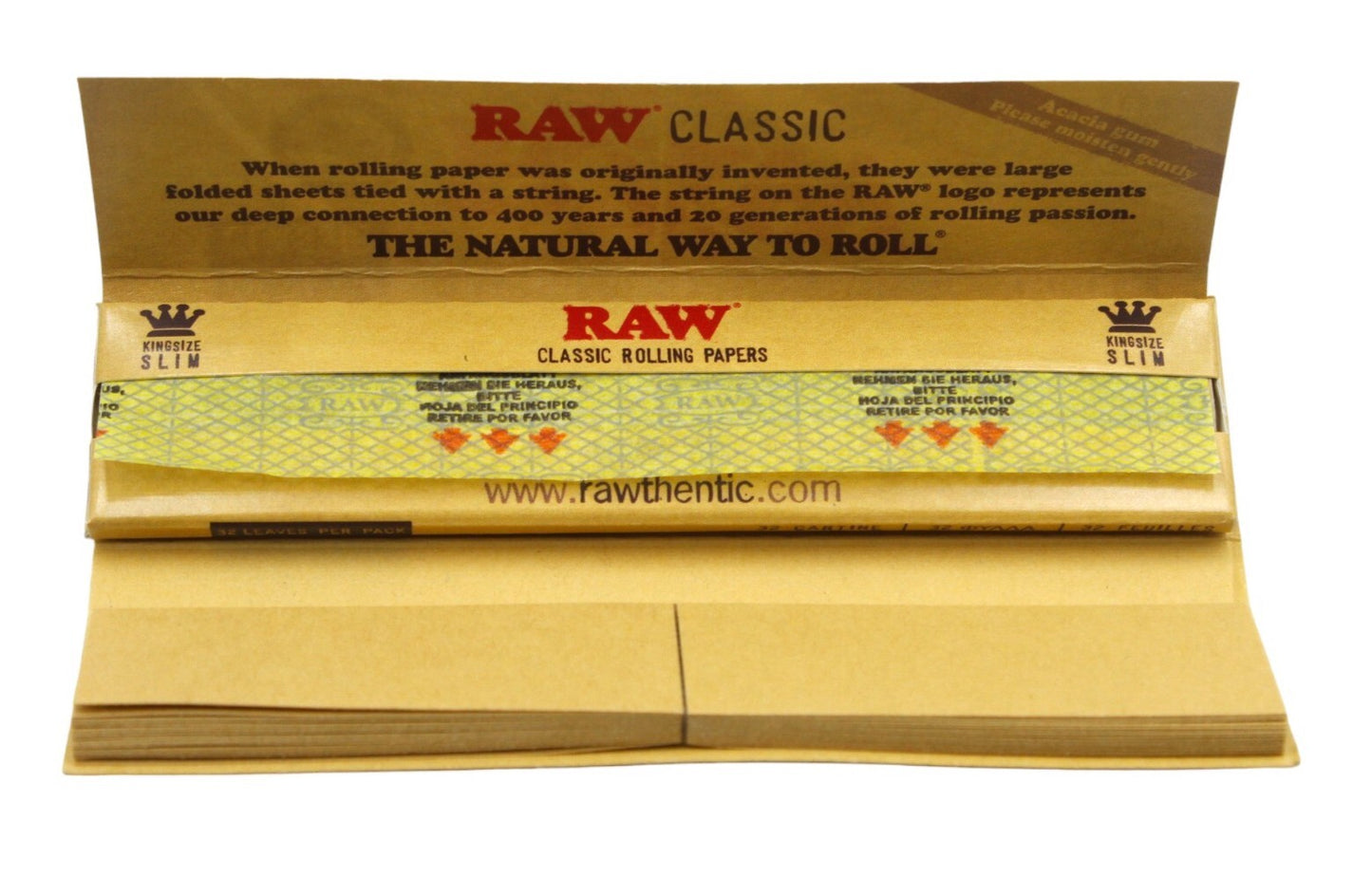 Box of 24 RAW Classic King Size Slim with Tips