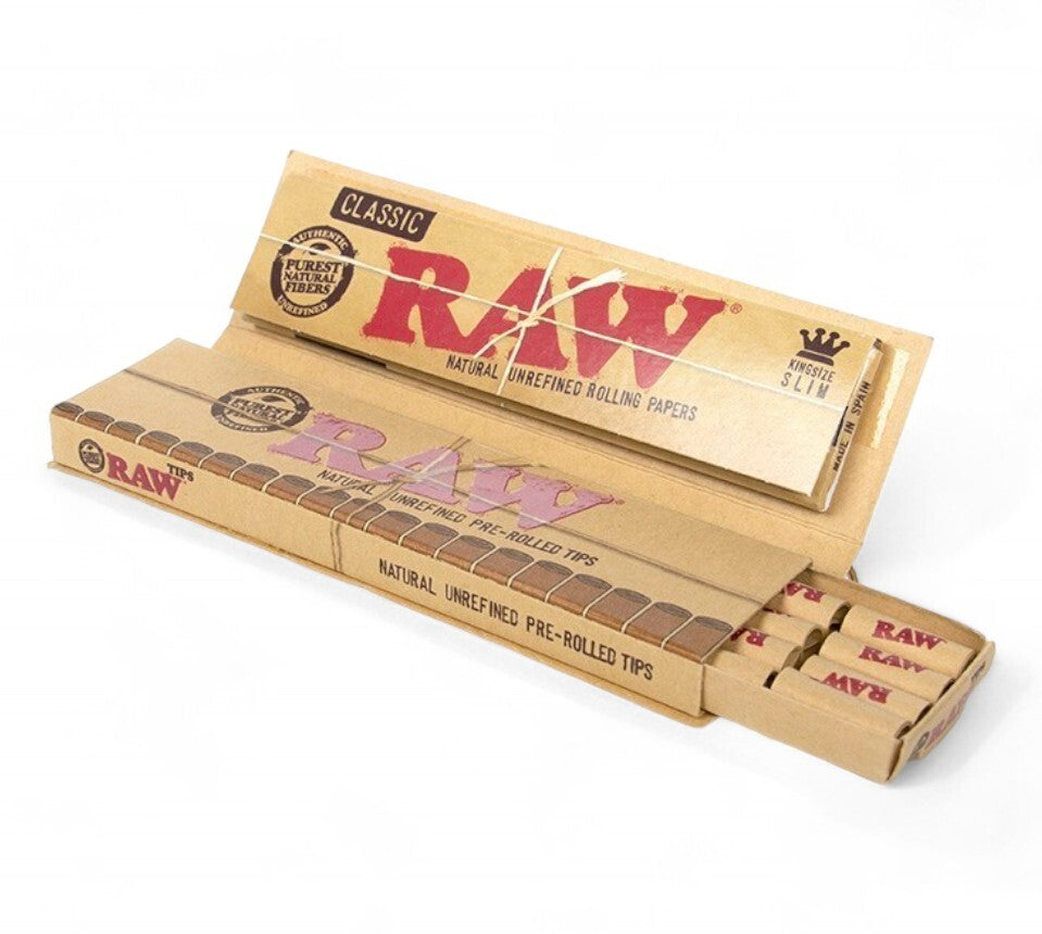 RAW King Size Slim Papers + Pre Rolled Tips