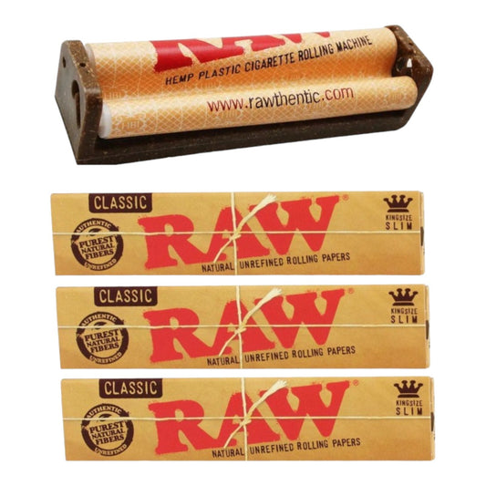 RAW 110mm Machine Roller + 3 King Size Slim Papers Combo