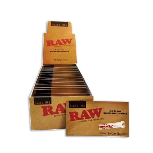 Box of 24 RAW Glass Tip Round Mouthpiece Filters (6 x 34mm)