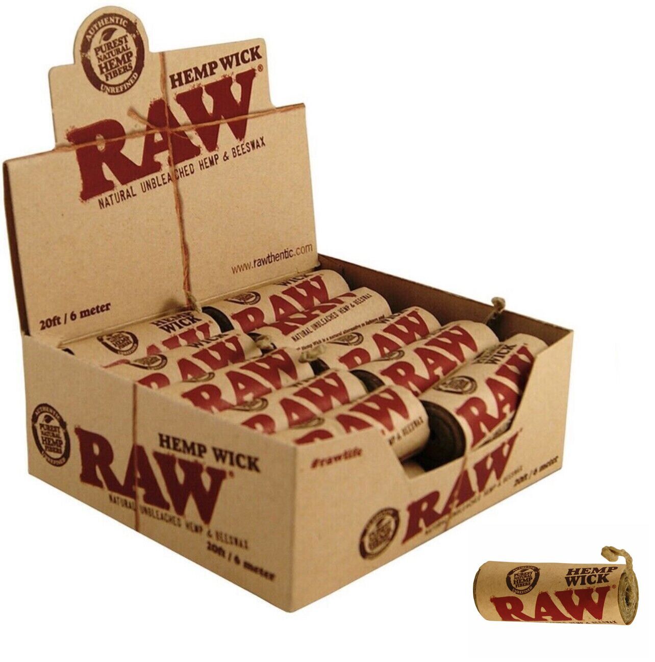 Box of 40 RAW Hemp Wick 3m Natural Unbleached Hemp & Beeswax (10ft Rolls)