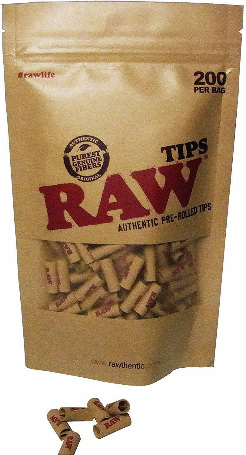 2 Packs RAW Classic Pre Rolled Filter Tips (200 Tips Per Bag)