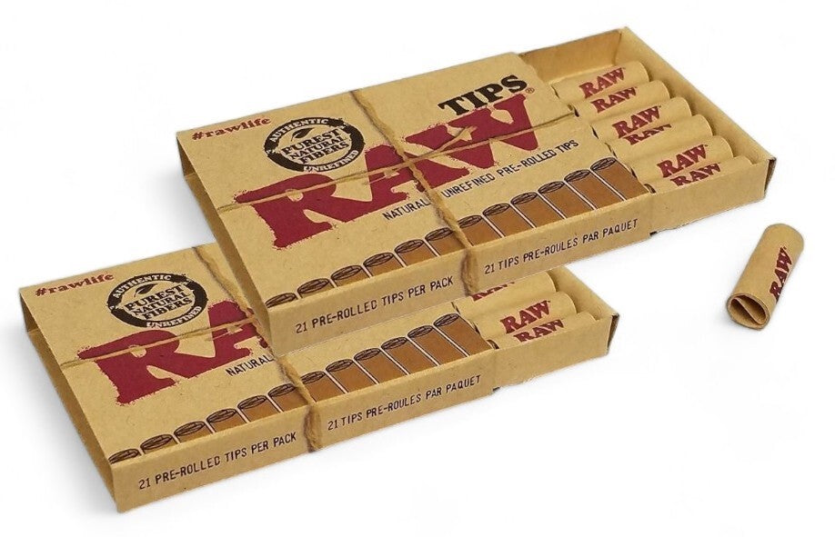 2 Packs RAW Natural Pre Rolled Tips (42 Tips Total)