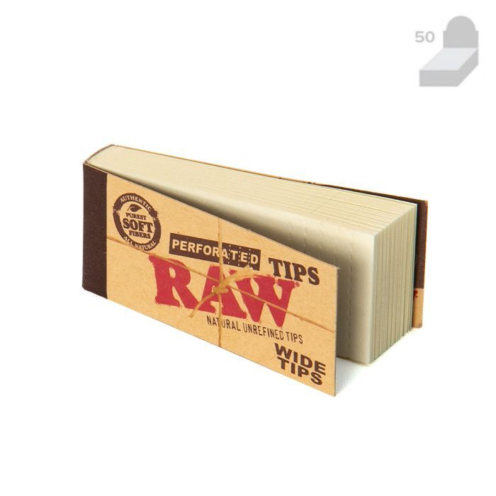 RAW Wide Natural Perforated Filter Tips (50 Tips Per Book)