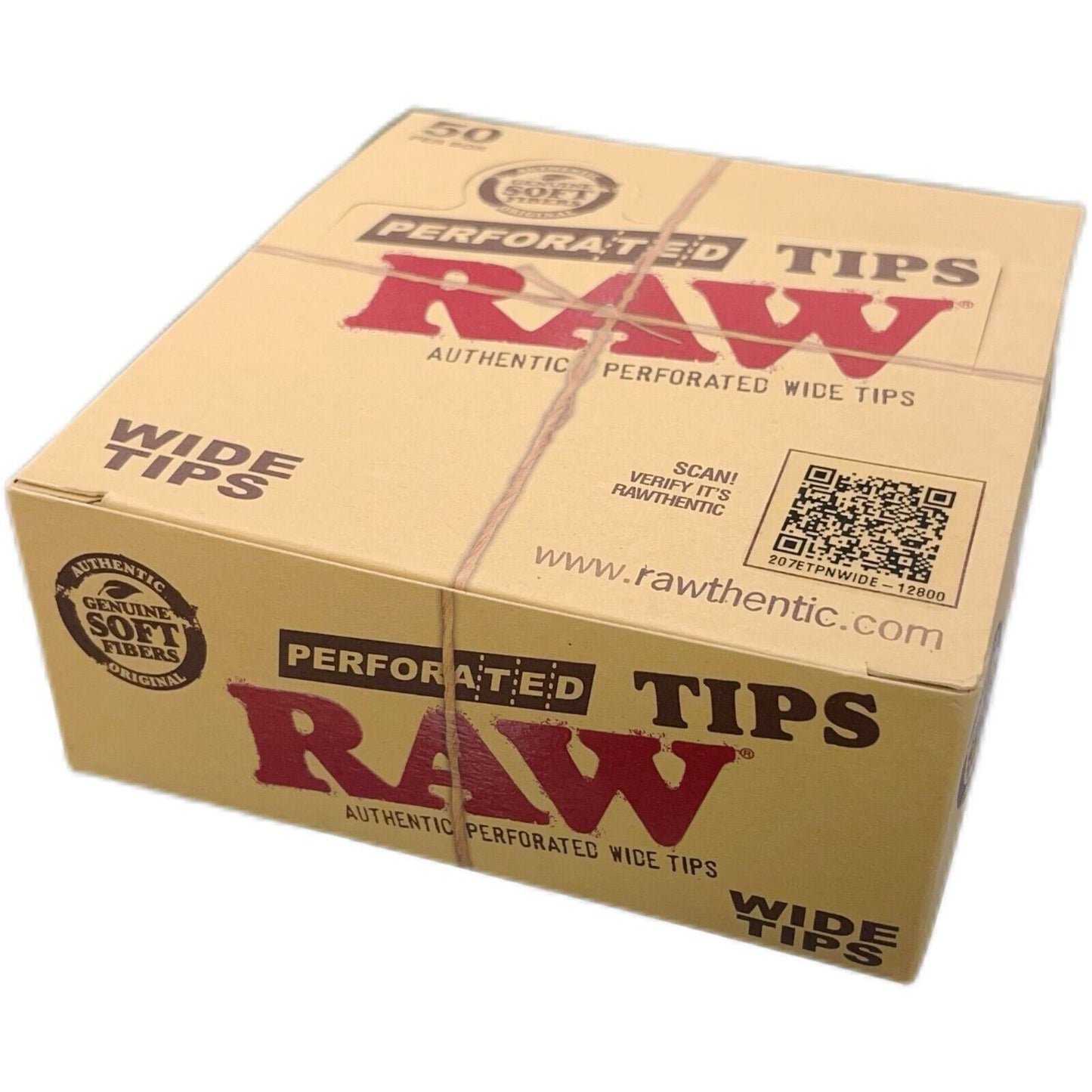 Box of 50 RAW Wide Natural Perforated Filter Tips (50 Tips Per Book)