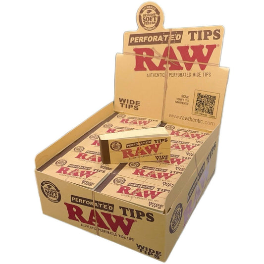 Box of 50 RAW Wide Natural Perforated Filter Tips (50 Tips Per Book)