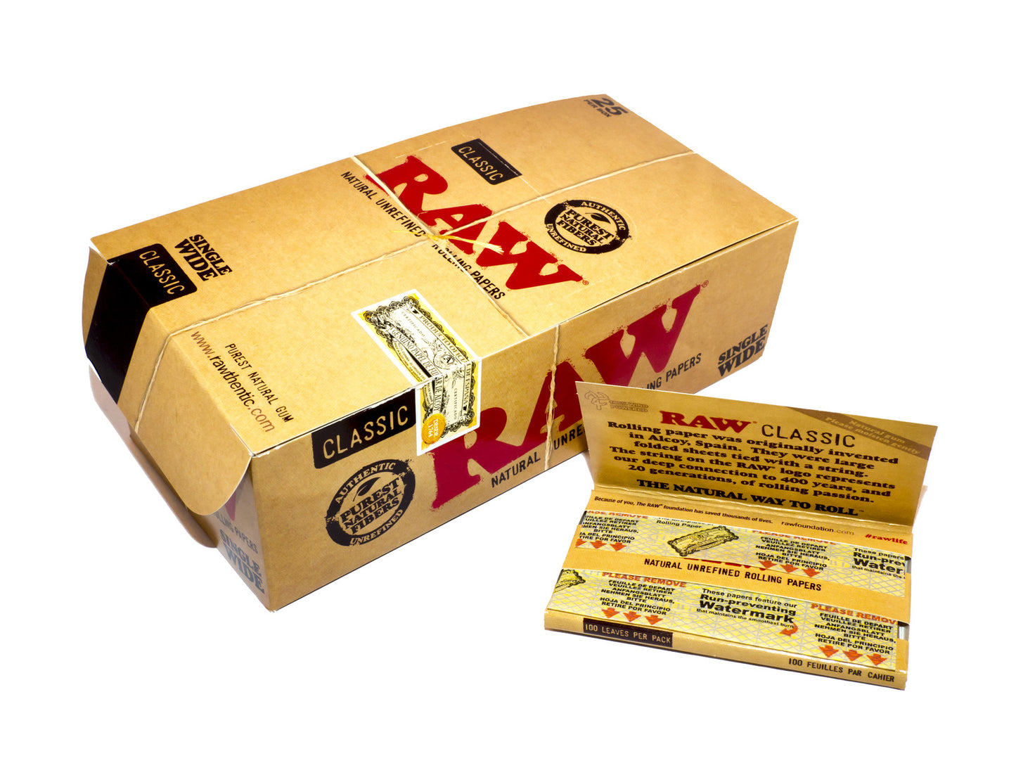 RAW Classic Single Wide Rolling Papers Double (100 Leaves)