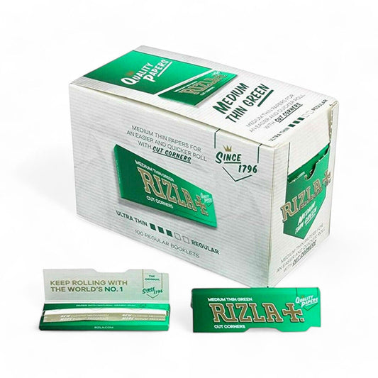 Box of 100 Rizla Medium Thin Green Rolling Papers