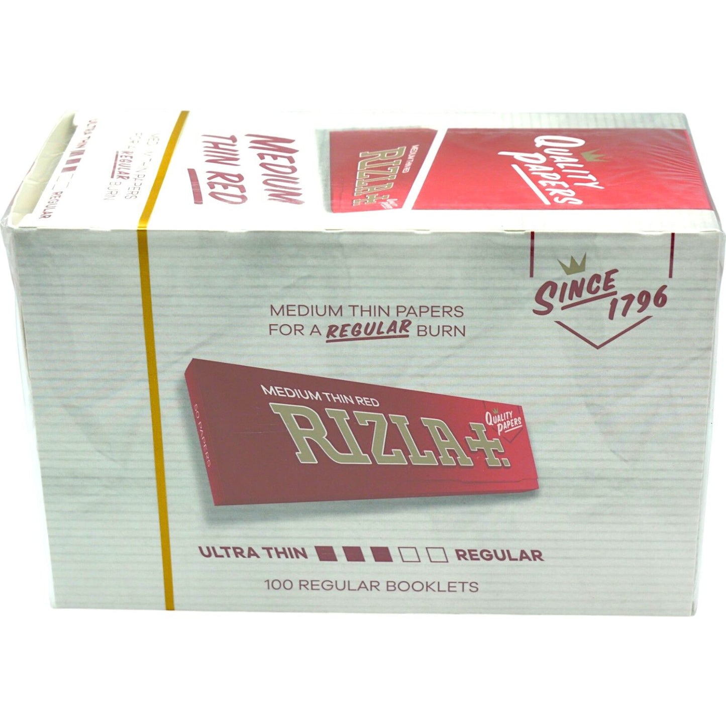 Box of 100 Rizla Medium Thin Red Regular Natural Rolling Papers Smoking