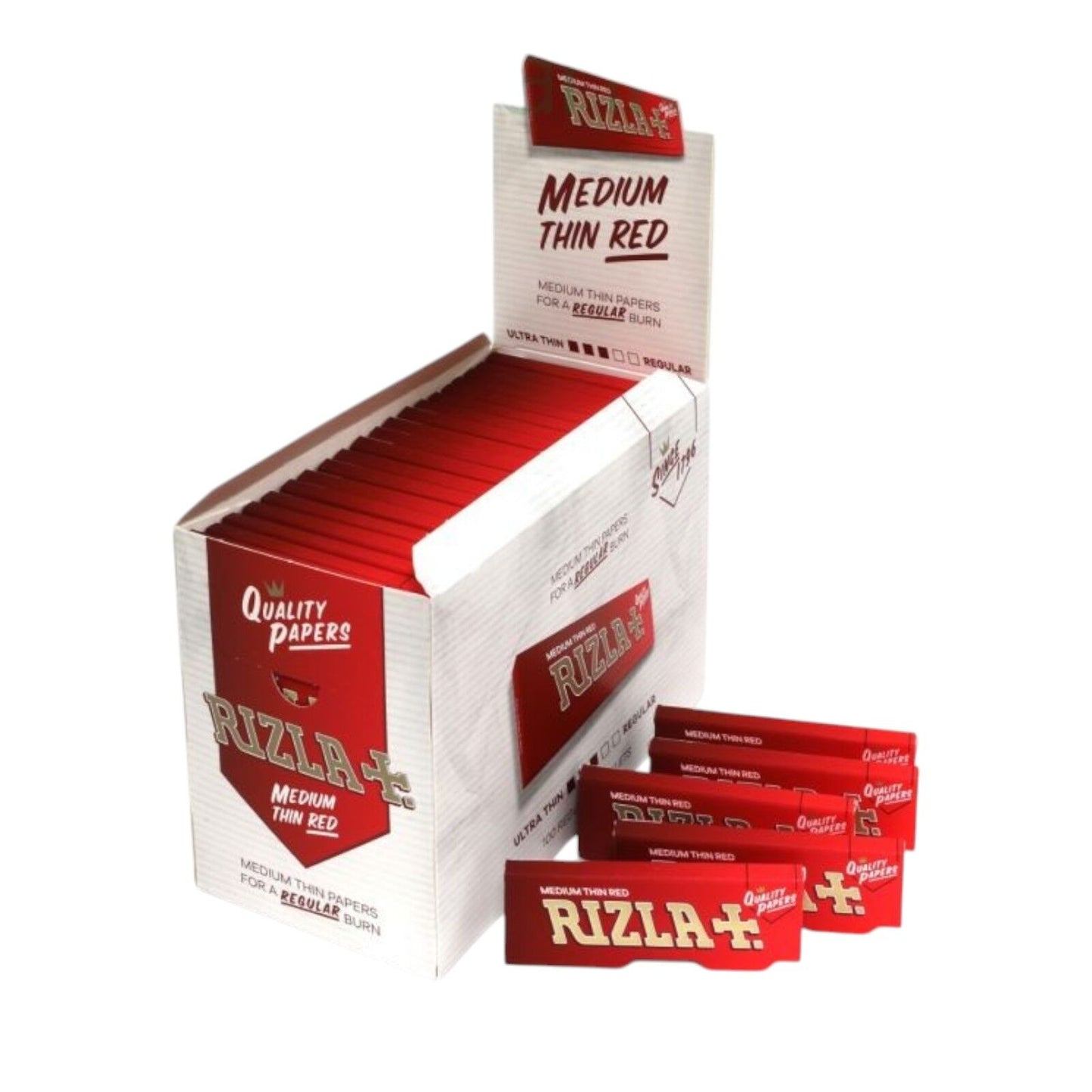 Box of 100 Rizla Medium Thin Red Regular Natural Rolling Papers Smoking