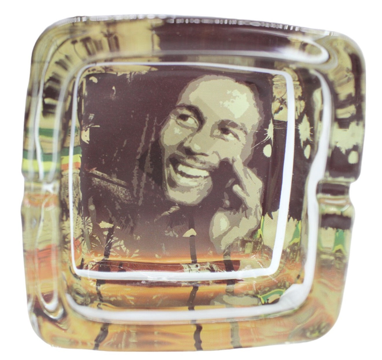 6-Pack Bob Marley Glass Square Ashtray