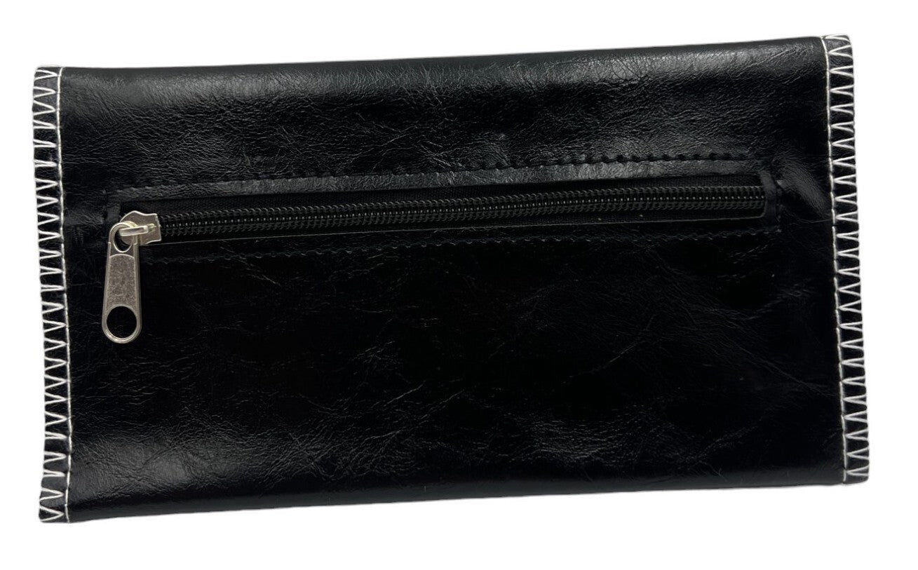 Black Leather Tobacco Pipe Pouch Case with Zipper