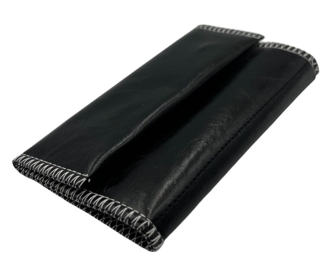 Black Leather Tobacco Pipe Pouch Case with Zipper