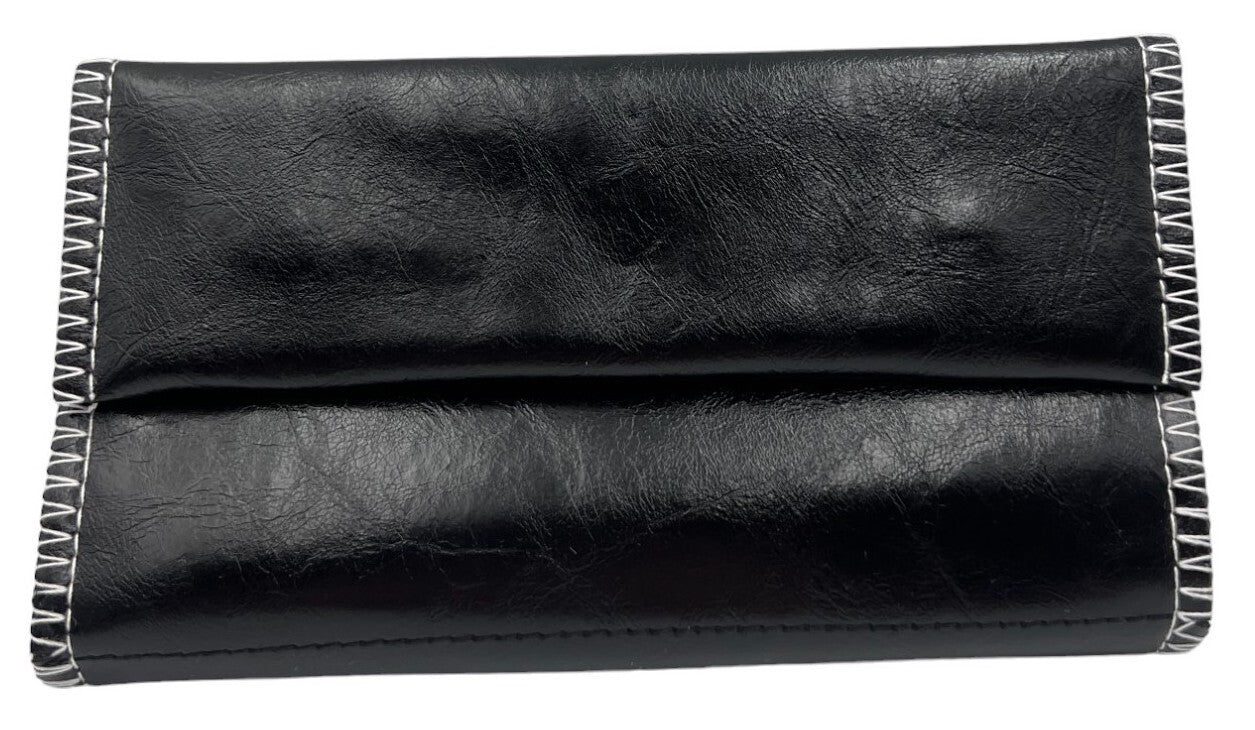 Black Leather Tobacco Pipe Pouch Case with Zipper