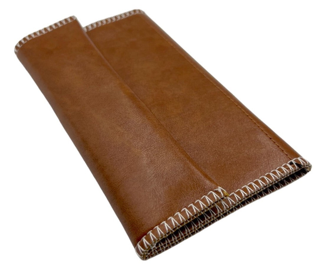 Brown Leather Tobacco Pipe Pouch Case with Zipper