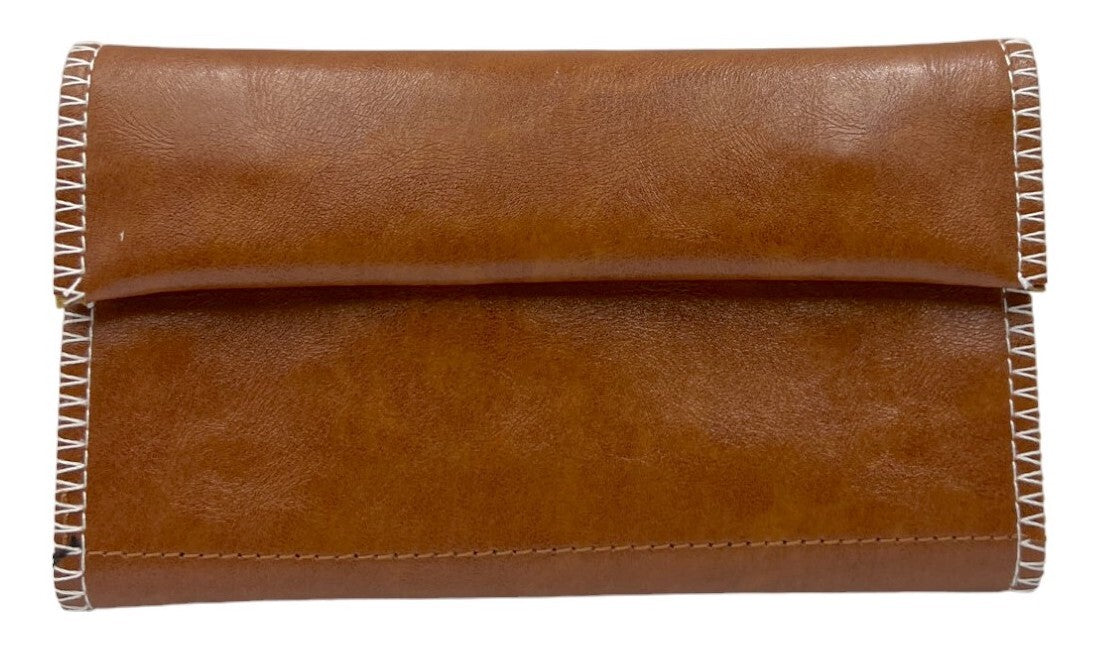 Brown Leather Tobacco Pipe Pouch Case with Zipper