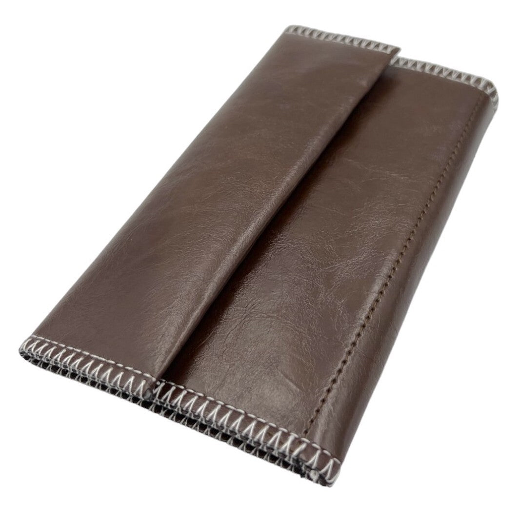 Coffee Leather Tobacco Pipe Pouch Case with Zipper