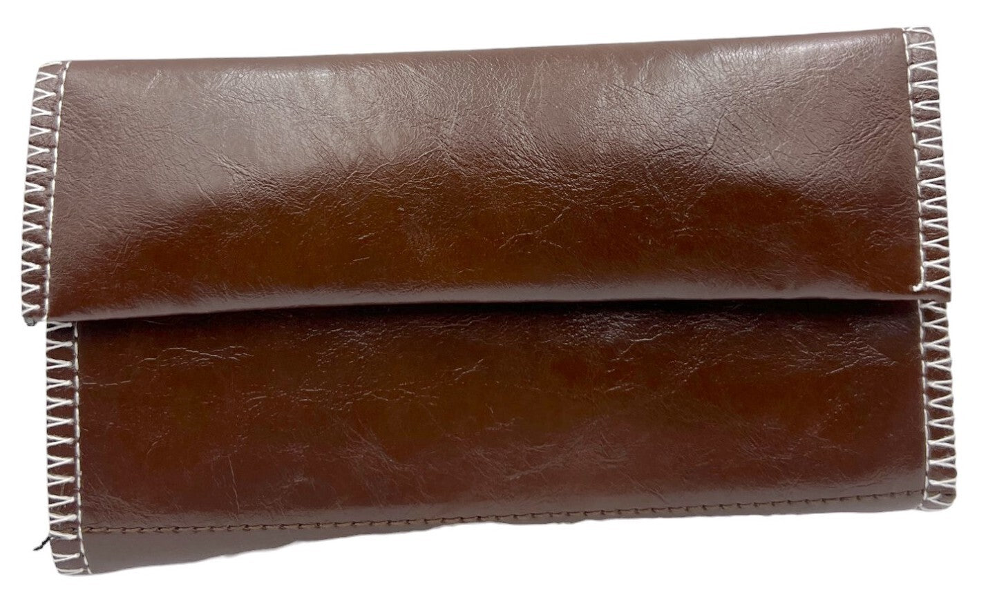 Coffee Leather Tobacco Pipe Pouch Case with Zipper