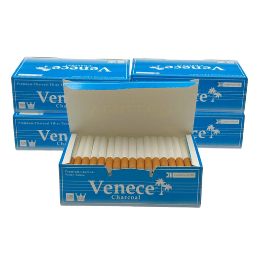 500x Venece Premium Charbon Filter Tubes King Size Cork Blue