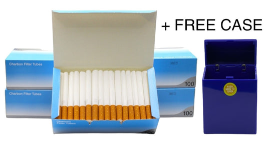 500x Ventti Premium Charbon Filter Tubes Cork Blue + Case