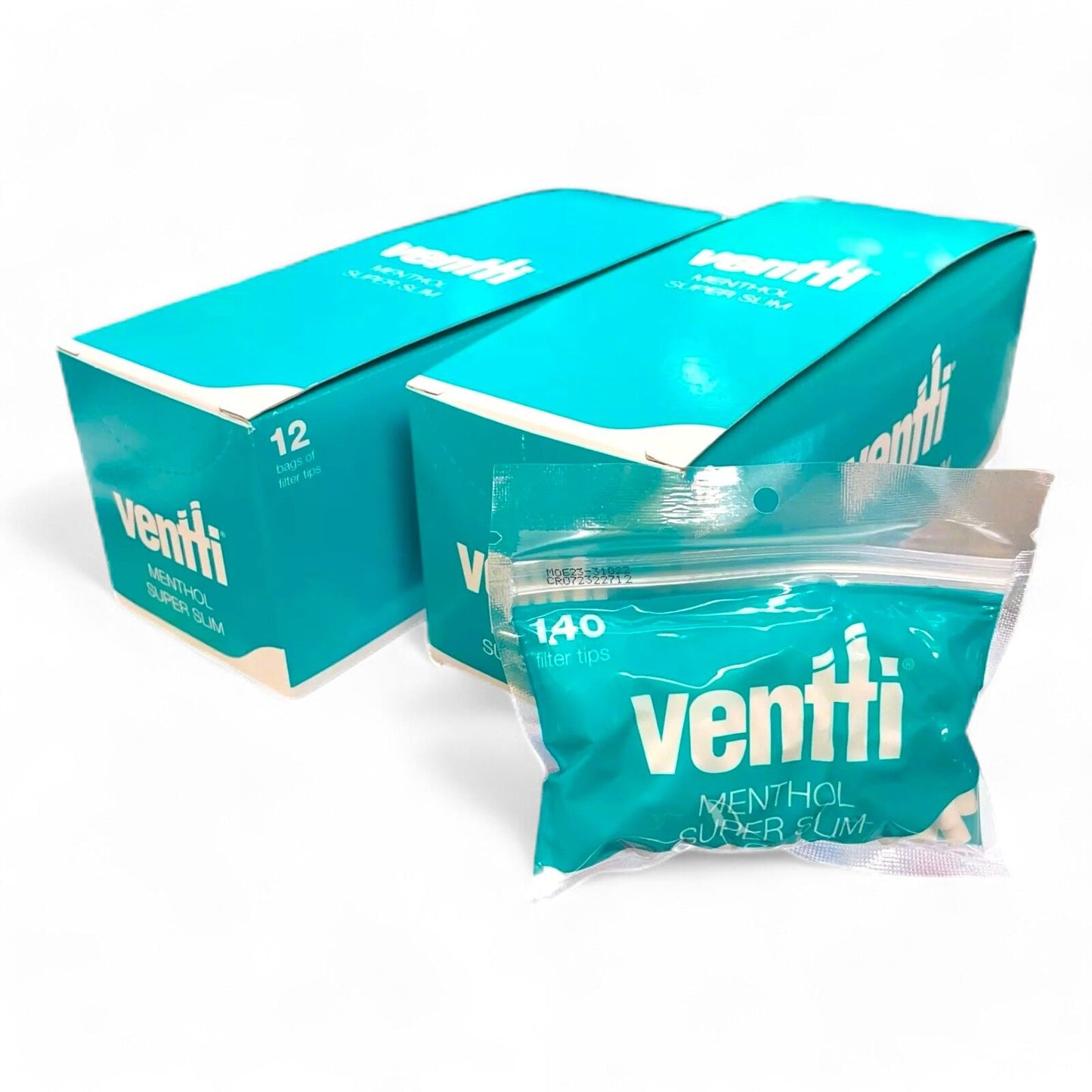 Box of 12 Ventti Menthol Super Slim Green Filter Tips (1680 Tips)