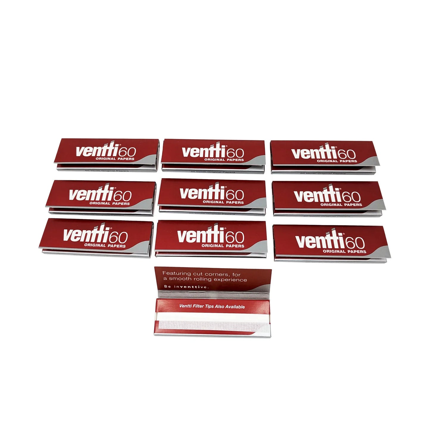 10 Packs Ventti Original Slow Burn RYO Red Papers (60 Leaves)