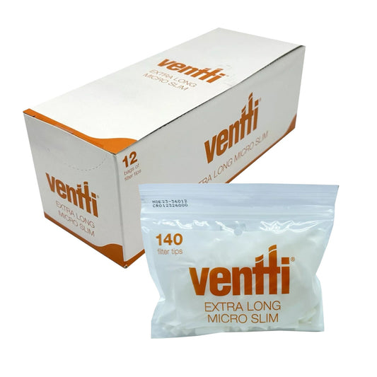 Box of 12 Ventti Extra Long Micro Slim Filter Tips (1680 Tips)