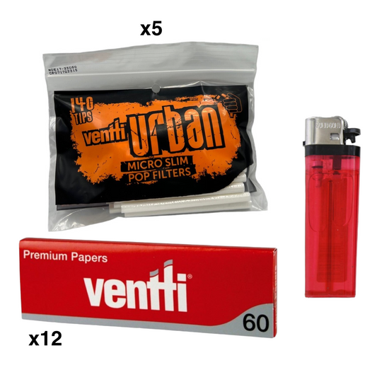 700 Ventti Urban Micro Slim Pop Tips + 720 Ventti Papers + Lighter