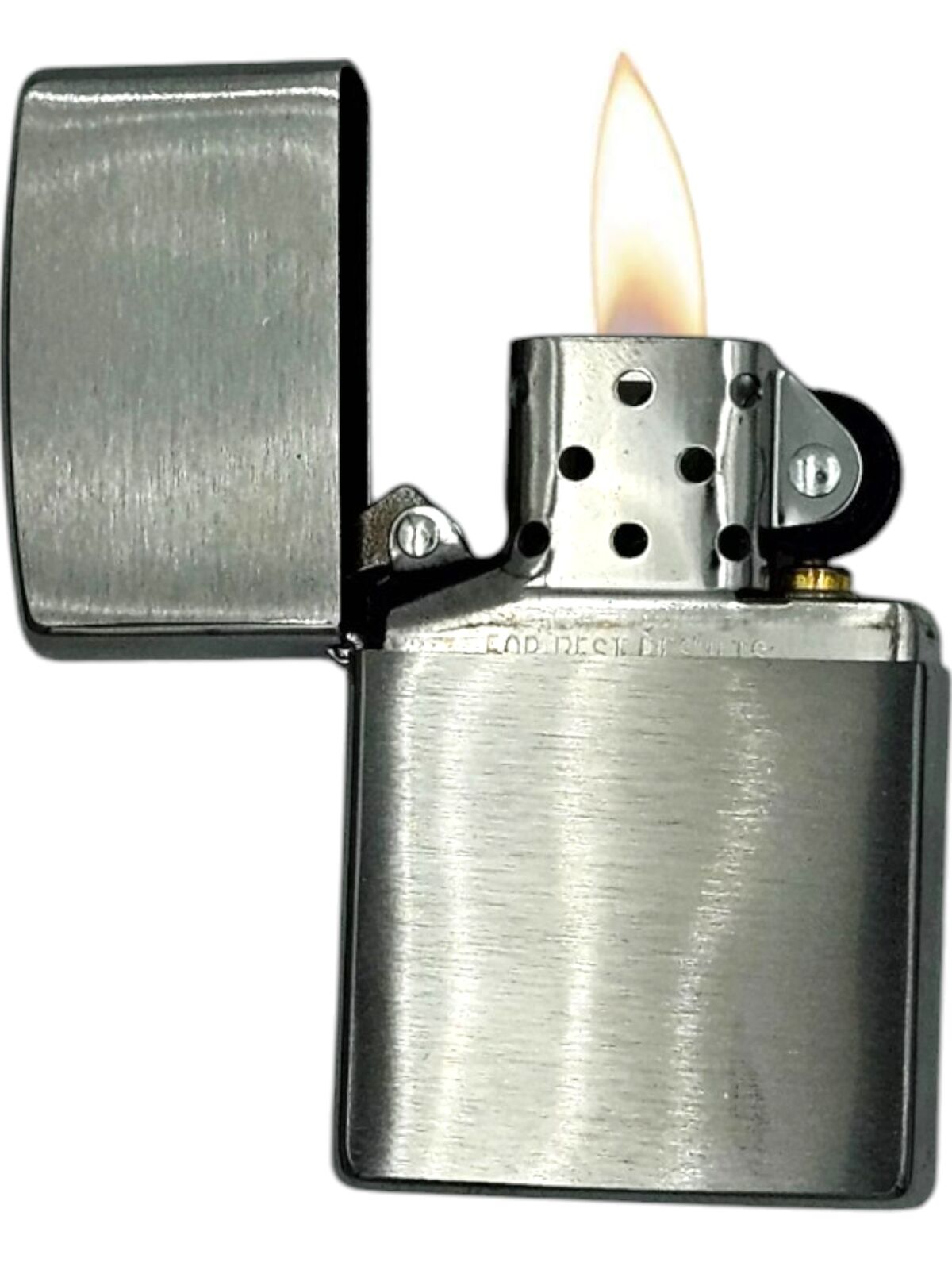 Zippo Lighter Brushed Fin Chrome Genuine Original